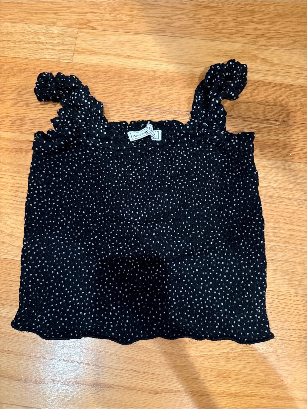 Abercrombie & Fitch Black Polka Dot Cropped Tank